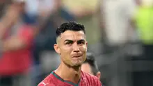 Reaksi penyerang Timnas Portugal #07, Cristiano Ronaldo, setelah kalah dalam pertandingan babak 16 besar Piala Dunia 2026 antara Portugal dan Spanyol di Stadion Dallas di Arlington pada 7 Juli 2026. (RONALDO SCHEMIDT/AFP)