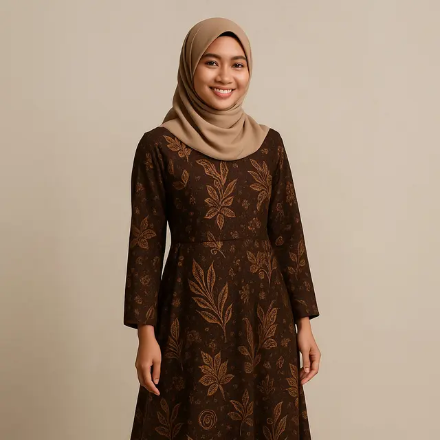 Gamis Batik Cocok dengan Warna Jilbab Apa?/ Ilustrasi gambar oleh AI