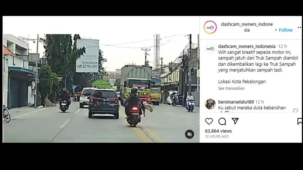 Sungguh Mulia, Pemotor Memungut dan Melemparkan Sampah ke Truk