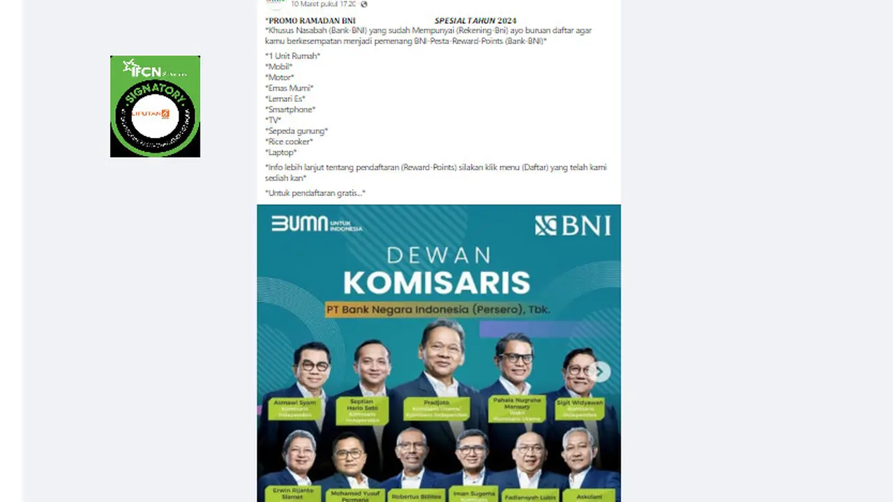 Tangkapan layar klaim promo Ramadan BNI bagikan hadiah