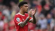 Sempat kesulitan tampil maksimal di lini serang MU, Jadon Sancho mulai nyetel saat kehadiran Ralf Rangnick. Sejak bergabung pada musim panas tahun 2021, ia diketahui telah mencetak lima gol dan tiga assist dari 33 penampilan untuk Setan Merah. (AFP/Paul Ellis)