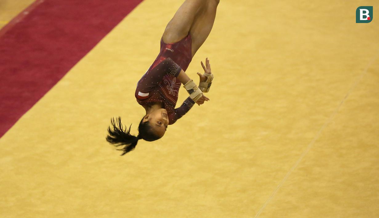 Namun hasil positif yang diraih Rifda itu tidak diikuti rekan satu timnya, Ameera Rahmajanni Hariadi yang hanya mampu mengumpulkan 45.350 poin. (Bola.com/Ikhwan Yanuar)