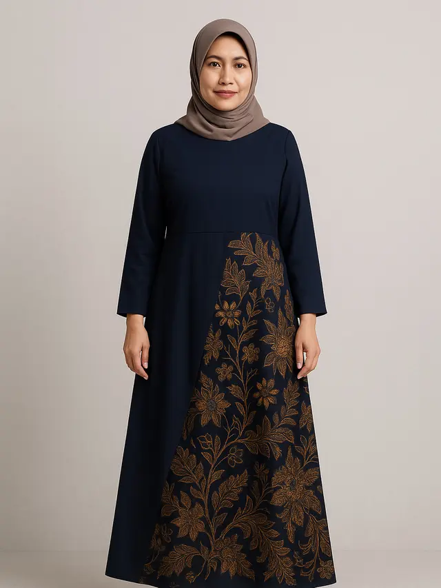 7 Model Gamis Batik Kombinasi untuk Wanita Usia 40-an,Tampil Elegan dan Kekinian