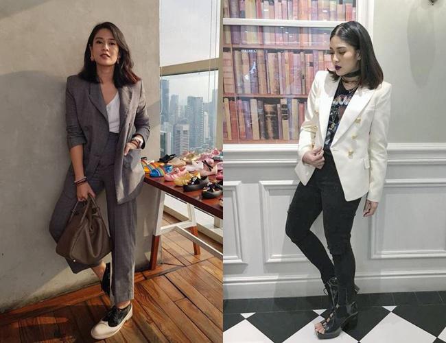 Stylish nan edgy, Dian tampil keren dengan perpaduan t-shirt, blazer, celana jeans, dan sepatu kece ini./copyright  instagram.com/therealdisastr/sry