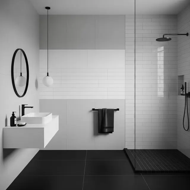 Kombinasi Tiga Warna Keramik Kamar Mandi (AI Generated)