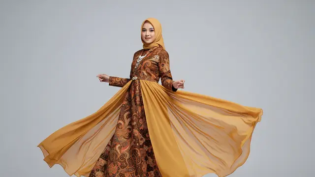 Gamis Batik High-Low Layer Sifon