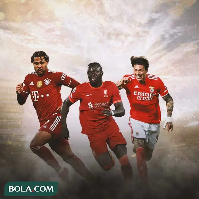 Ilustrasi - Sadio Mane dikelilingi Serge Gnabry dan Darwin Nunez