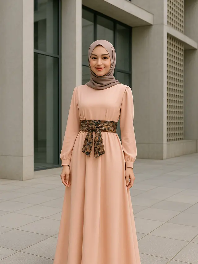 Gamis dengan Obi Belt Batik