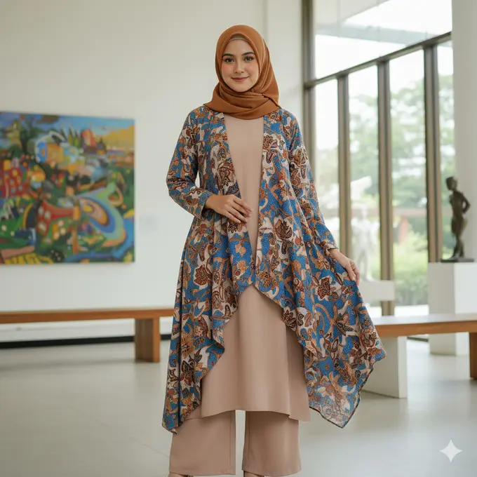 Gamis Batik Cardigan Terbaru 2025