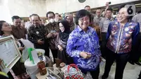 Menteri LHK, Siti Nurbaya membuka secara langsung FPSN 2023.  Dalam sambutannya, Menteri Siti menyampaikan bahwa tema yang ditetapkan sebagai HLH sedunia menjelaskan tentang semakin pentingnya masalah persampahan secara nasional dan internasional. (Liputan6.com/Johan Tallo)