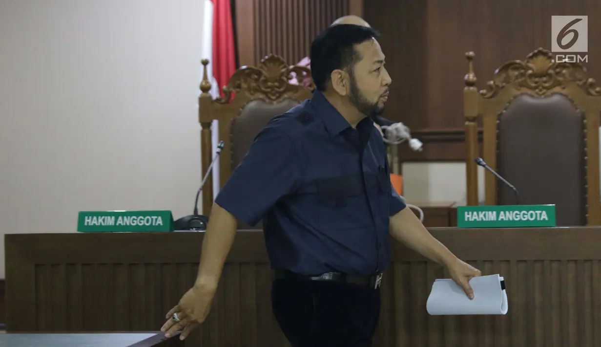 Terpidana kasus korupsi pengadaan e-KTP, Setya Novanto usai mengikuti sidang pengajuan permohonan peninjauan kembali (PK) ke Mahkamah Agung di Pengadilan Negeri Jakarta Pusat, Rabu (28/8/2019). Sidang beragendakan pembacaan nota permohonan peninjauan kembali. (Liputan6.com/Helmi Fithriansyah)