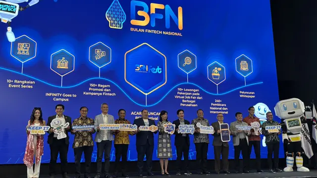 Ketua Umum Asosiasi Fintech Indonesia (AFTECH) Pandu Sjahrir resmi membuka Bulan Fintech Nasional (BFN) 2025, Selasa (11/11/2025). (Tira/Liputan6.com)