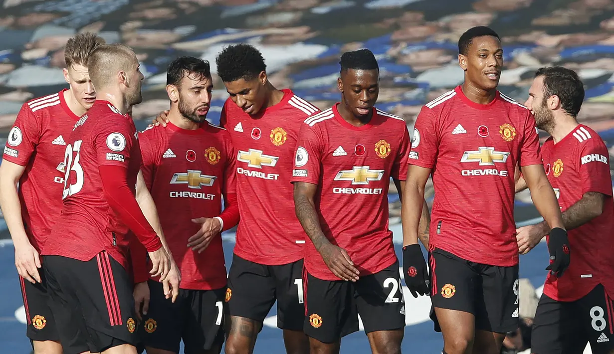 Bruno Fernandes adalah salah satu pemain terpenting United dan ketika ia bermain bagus, Bruno kerap mengingatkan dan menyemangati rekan setimnya. (Foto: AFP/Pool/Clive Brunskill)