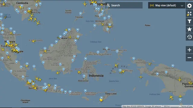 Rekaman situs penerbangan Flightradar24, Selasa (28/4/2020) pukul 09.45 WIB. (Foto: Flightradar24)