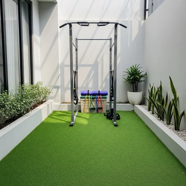 9 Desain Halaman Belakang Rumah Minimalis dengan Rumput Sintetis, Minim Perawatan