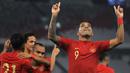 Striker Timnas Indonesia, Beto Goncalves, merayakan gol ke gawang Vanuatu pada laga persahabatan di SUGBK, Jakarta, Sabtu (15/6). Indonesia menang 6-0 atas Vanuatu. (Bola.com/Yoppy Renato)