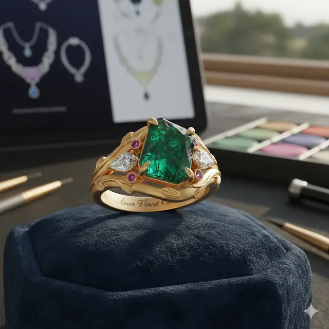 Model Cincin Emas Batu Permata yang Diprediksi Banyak Dicari di 2026 (Foto: Gemini AI)