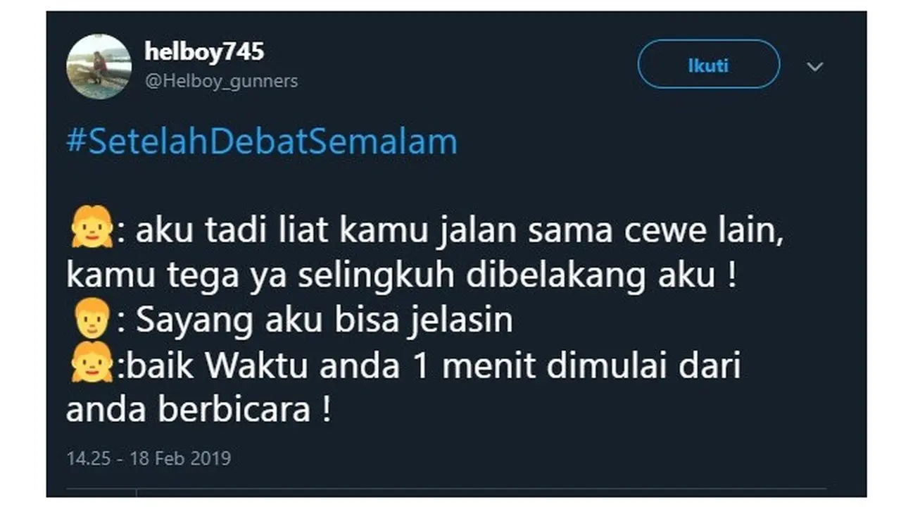 Cuitan kocak setelah debat semalam