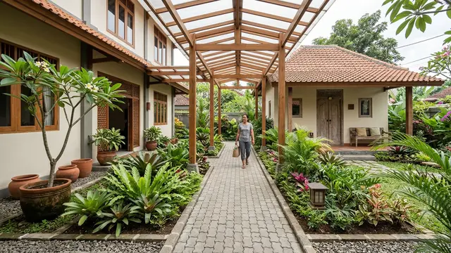 Inspirasi Lorong Rumah yang Cocok untuk Penghubung Dua Bangunan dengan Jalur Paving