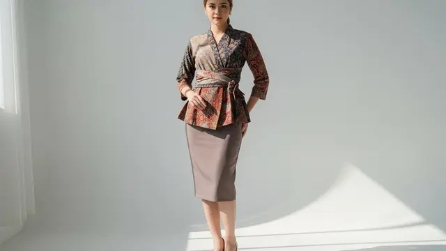 Wrap Top Batik (Model Silang Ikat) dengan Rok Span