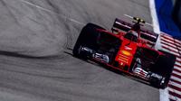 Pebalap Ferrari, Kimi Raikkonen, tak sepenuhnya puas dengan raihan podium ketiga pada F1 GP Rusia yang berlangsung di Sirkuit Sochi. (Twitter/@SduceriaFerrari)