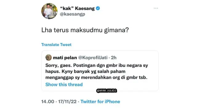 Akun @KoprofilJati Body Shamming Ibu Negara Iriana Jokowi