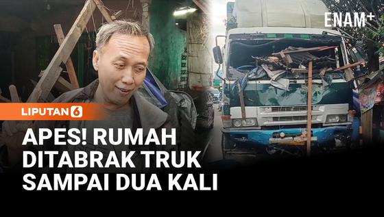 Truk Kontainer Hantam Rumah di Cakung, Bangunan Porak Poranda