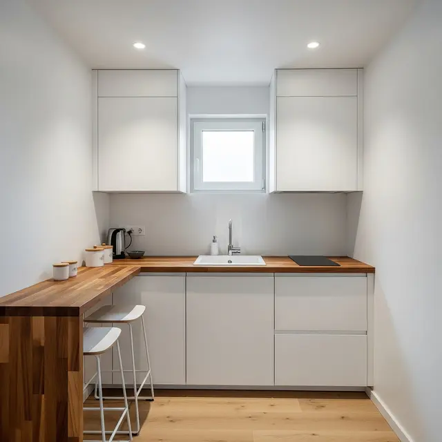 Dapur Minimalis 2x2 Meter Rumah Type 36 dengan Kombinasi Wood & White