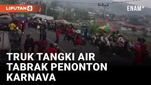 VIDEO: 2 Orang Tewas, Truk Tangki Air Tabrak Kerumunan Penonton Karnaval 17-an di Mojokerto