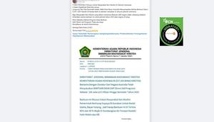 Tangkapan layar Facebook soal klaim link pendaftaran bantuan non muslim dari Ditjen Bimas Kristen Kemenag dan Australia.