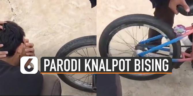 VIDEO: Kocak, Warganet Parodikan Razia Knalpot Bising Pakai Sepeda