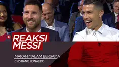 Berita video melihat reaksi Lionel Messi saat Cristiano Ronaldo membahas makan malam bersamanya di acara pengumuman pemain terbaik Eropa di Monaco, Kamis (29/8/2019).