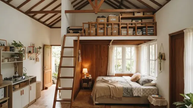 Rumah Kecil dengan Loteng di Atas Kamar Tidur