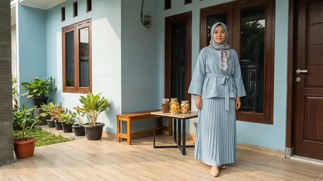 Blus Dipadu Rok Plisket