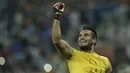 Penjaga gawang Argentina Sergio Romero merayakan kemenangan timnya atas Belanda, The Corinthians Arena, Sao Paulo on (9/7/2014) (AFP PHOTO/JUAN MABROMATA)