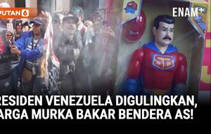Pendukung pemerintah Venezuela menggelar aksi protes di sekitar Istana Kepresidenan Miraflores, Caracas, Sabtu malam, menyusul operasi militer Amerika Serikat yang menggulingkan Presiden Nicolás Maduro dari kekuasaan dan membawanya keluar dari negar...