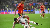 La Furia Roja berhasil meredam permainan tim debutan Euro 2024, Georgia dengan skor 4-1. (Alberto PIZZOLI / AFP)