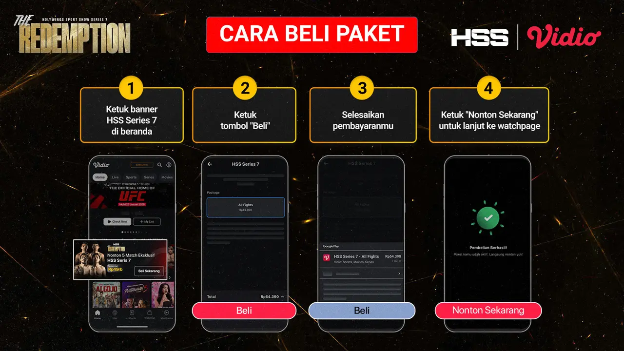 Cara beli paket live streaming HSS Series 7 di Vidio. (dok. vidio.com)