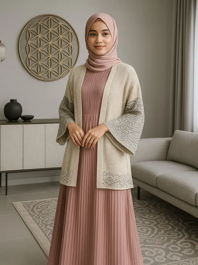 7 Gamis dengan Outer Kimono yang Anggun dan Modern, Cocok untuk Acara Formal hingga Santai