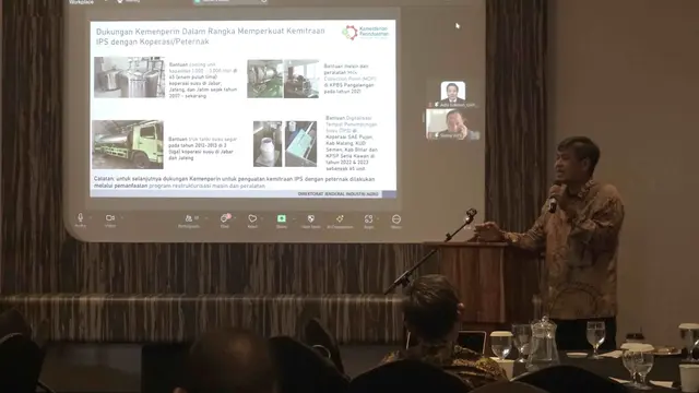 Direktur Jenderal Industri Agro Kementerian Perindustrian (Kemenperin) Putu Juli Ardika memberikan pemaparan mengenai pengembangan industri pengolahan susu di Bali. (Dok Kemenperin)