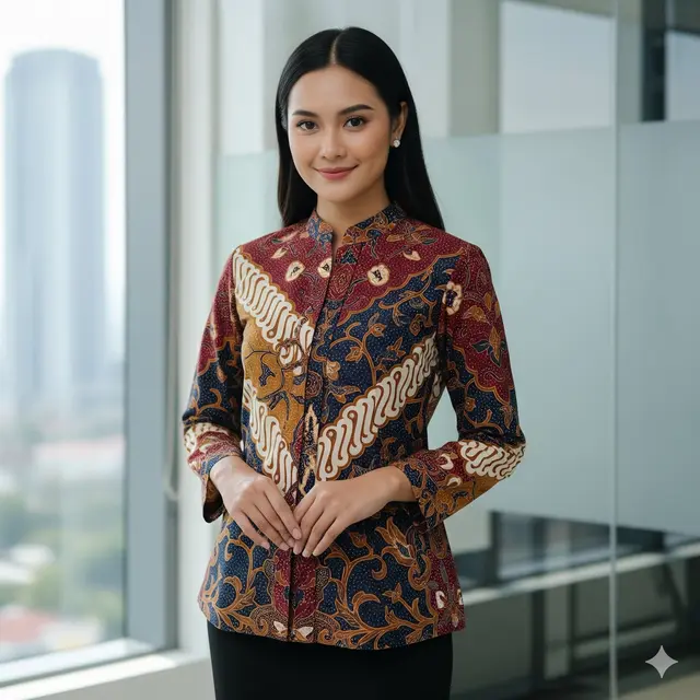 Atasan Batik dengan Kerah Shanghai