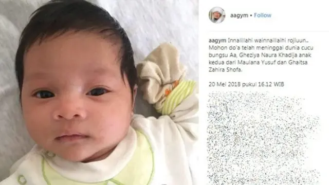 Aa Gym ungkap berita duka kepergian sang cucu di sosial media. Credit: via instagram.com/aagym