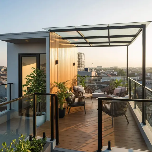 Desain Rooftop di Rumah Kecil Padat Penduduk Tapi Tetap Estetik
