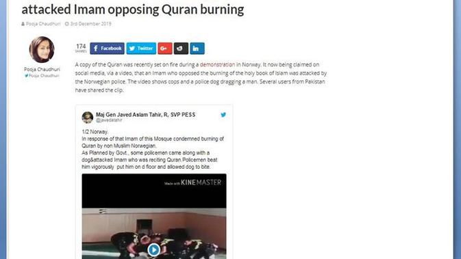 [Cek Fakta] Viral Video Imam Masjid di Norwegia Diserang Polisi dan Anjing, Ini Faktanya