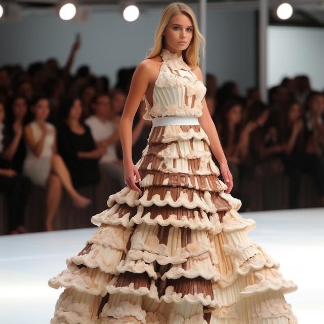 6 Editan Foto Gaun Fashion Show Bentuk Makanan Ini Bikin Lapar Lihatnya