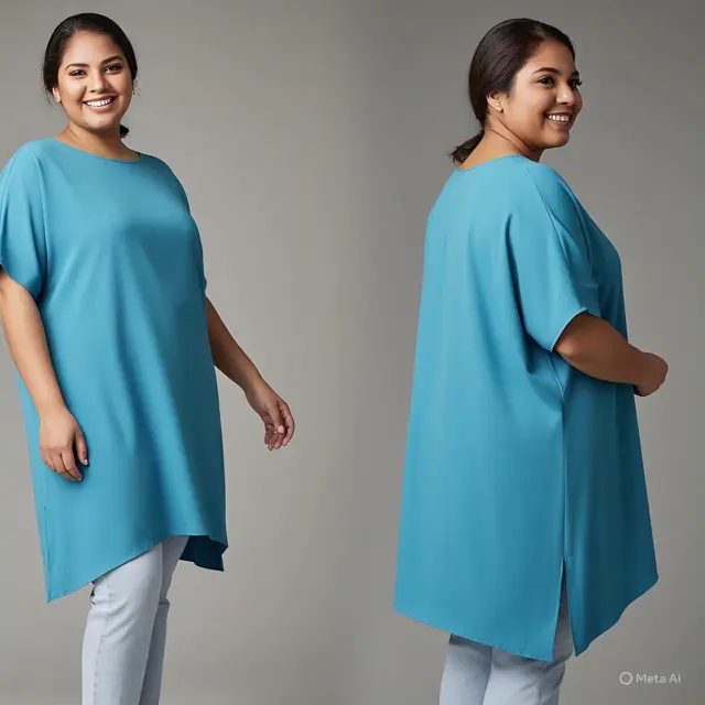 Tunik Asimetris dengan Potongan Dinamis