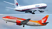 Malaysia Airlines dan Adam Air (Istimewa)