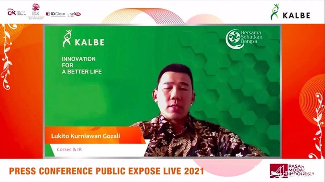 Corsec PT Kalbe Farma Tbk Lukito Kurniawan Gozali pada paparan publik 2021, Rabu (8/9/2021). (Dok: Pipit I.Ramadhani)