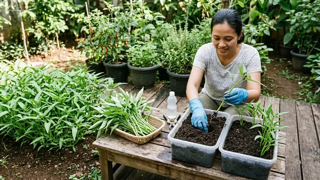 Cara Menanam Kangkung Tanpa Harus Membeli Benih Baru (AI Generated)
