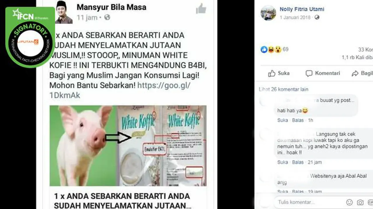[Cek Fakta] Gambar Tangkapan Layar Foto Luwak White Koffie